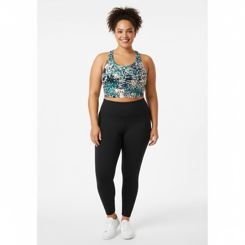 Calvin Klein Women’s Printed Racerback Cropped Tank Top Jungle Trek Tea Large